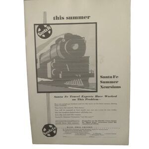 Vintage 1932 Santa Fe Summer Xcursions Ad Advertisement